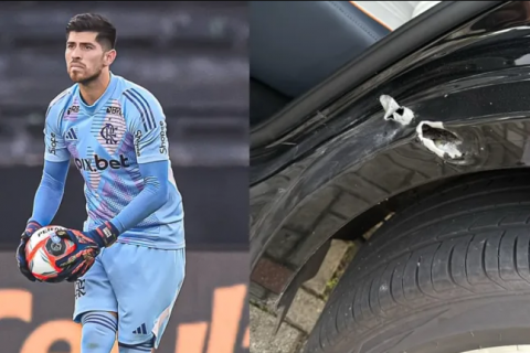 Jogadores do Flamengo sofrem tentativa de assalto e carro de goleiro é atingido por tiros